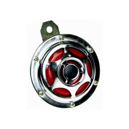 Horn 12V ø100 for Harley Chopper MZ ETZ JAWA - Sheriff chrome / red