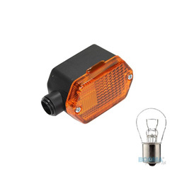 Blinker mit E-Zeichen (Aufnahme 15mm) für Simson S51 SR50 MZ ETZ + Glühbirne 12V