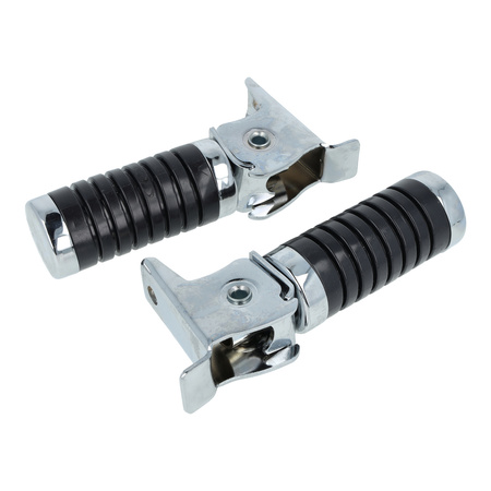 Title: Passenger footrest chrome w/ black end cap for Simson Schwalbe S50/S51

Short description: Chrome passenger footpeg with black end cap for Simson S50/S51