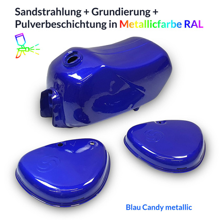 Zestaw zbiorników serwisowych do malowania proszkowego Simson S51 S50 w kolorze ciemnozielonym metalicznym (Candy)