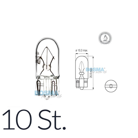 10x W5W T10 12V 5W Halogen Bulbs, E‑Mark, Boxed — Motorcycle Lights