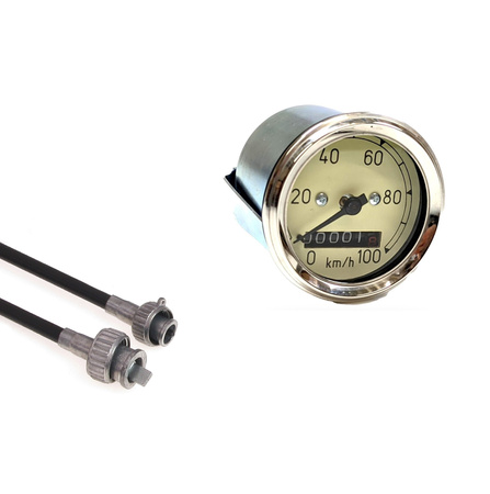 Speedometer ø60mm + speedometer cable black for MZ RT125 / 1/2/3 IWL Berlin Pitty Wiesel