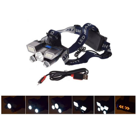 LED Motorcycle Headlamp 18000 lm USB Rechargeable with Red Warning Light