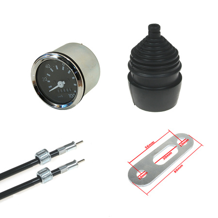 100 km/h Speedometer + Rubber Cover, Mount & Cable for Simson S50/S51/S70