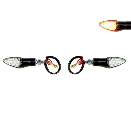 2x blinker LED M8x1.25 12-LED front / rear for ATV scooter - carbon (E-approved)