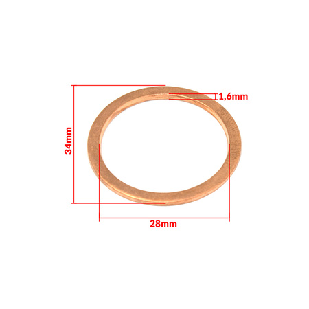 Copper exhaust gasket Ø28x34 flat for Simson S50 S51 SR50 KR51 SR4