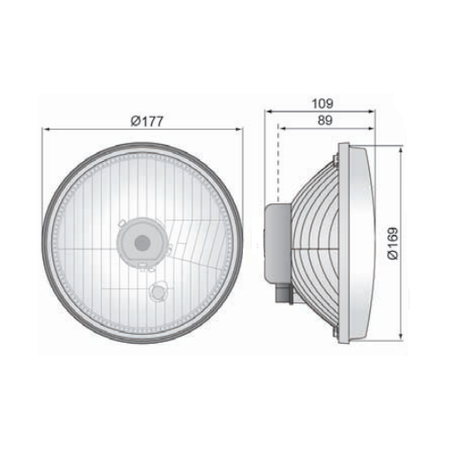 Grille + headlight H4 E-mark (flat glass) for MZ ETZ, TS | Clear glass