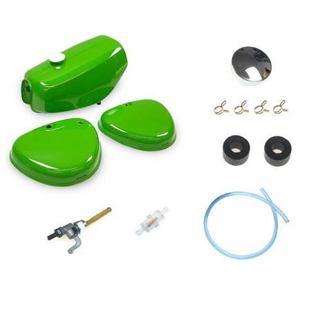 Tank set + tank cap + fuel tap for Simson S50 S51 S70 - sap green yellow green