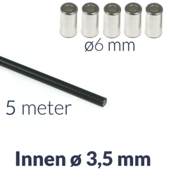 5m 6mm Cable Housing + Bowden Cable & 5 End Caps for Scooter/Moped/Quad