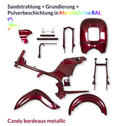 Pulverbeschichten Service Rahmen Teile Simson SR4- Spatz Star in metallic Candy