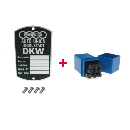 Type Plate + Stamped Numbers + Locking Nail for DKW Auto Union Ingolstadt