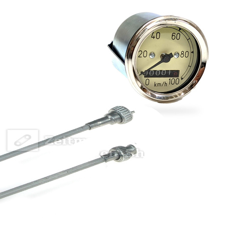 60mm Tachometer + Grey Tachometer Cable for MZ RT125/1/2/3