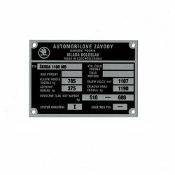 Skoda 1100 MB nameplate – Replacement ID badge