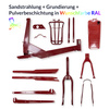 Powder coating service frame parts Simson SR4- Spatz Star in RAL color of your choice