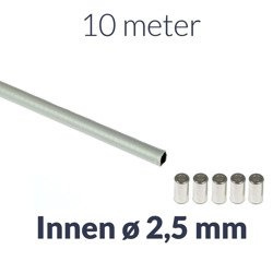 10m x Bowdenzughülle (grau) innen ø2,5mm + 5x Endkappe für Moped, Motorrad