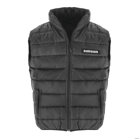 SIMSON Quilted Motorcycle Vest, Black XXL – Biker Riding Gear