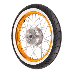 Complete Wheel for Simson KR51 & S Models — Orange Alloy, Whitewall Tires