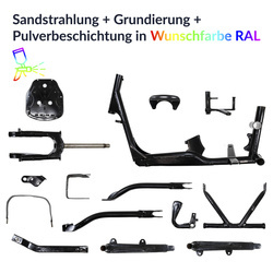 Powder-coating service for IWL Wiesel frame parts SR56/SR59 - Custom color