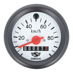 White tachometer dial MMB, red needle 100 km/h for Simson S51 - 1st quality