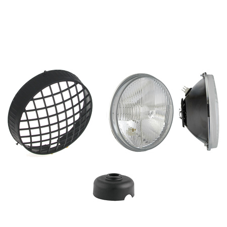 H4 Headlight (Flat Glass) E‑Mark + Grill + Dust Cap for MZ ETZ/TS