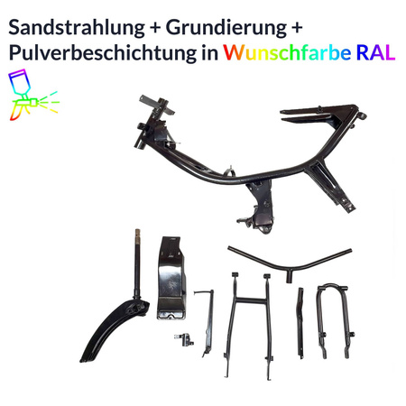 Powder coating service – Simson KR51/Schwalbe frame parts (custom RAL)