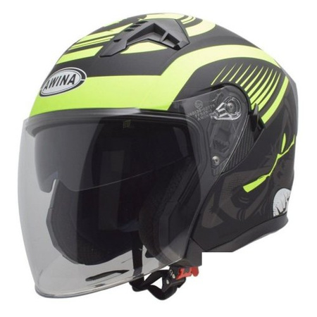 Offener Helm Awina JK528 schwarz-gelb MAT L für Motorrad z.B. Simson und MZ