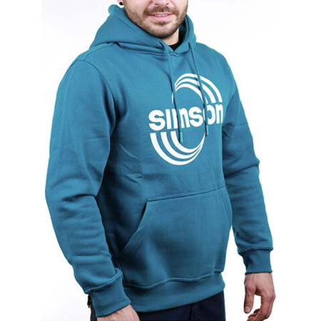 Hoodie with kangaroo pockets, color: petrol, size: S - Design: SIMSON Cross