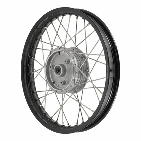 Spoked wheel ALU black anodized 1.6 x 16" for Simson S51 - Stainless steel spokes