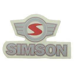 Klebefolie - Schriftzug mit Emblem - rot-silber für Simson S53 S83