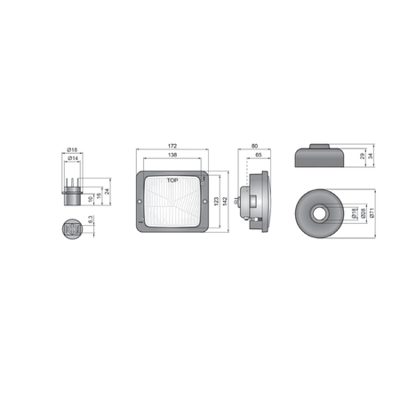 2x H4 Headlights 172x144mm - Fits Fendt, Case IH, Zetor, Mercedes