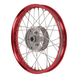 Spoked wheel 1.60x16 inch for Simson S51 KR51 SR4 - red anodized + chrome spokes