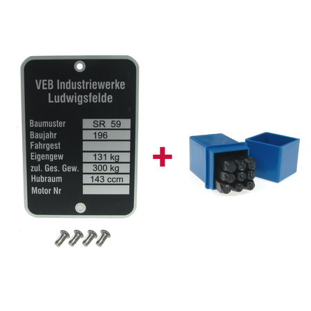 Typenschild + Schlagzahlen + 4x Kerbnagel für IWL Berlin SR59