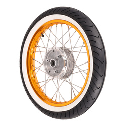 Complete Rear Wheel for Simson – Orange Rim, Whitewall Tire
