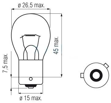 Incandescent light bulb 12V P21W BA15s E-mark (E)