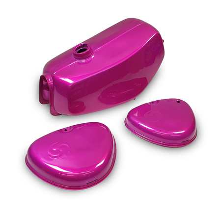 Tank + side cover (with swirl logo) for Simson S50 S51 - Pink Candy - 2nd choice