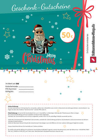 €50 Motorcycle Gift Voucher – Zeitmaschinen-Shop.de (Postal Mail)