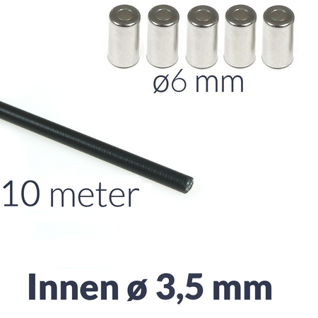 10m x Bowdenzughülle schwarz innen ø3,5mm + 5x Endkappe für Moped, Motorrad