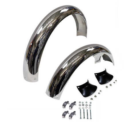 Chrome Fender Set 2x + Clamp, Screws & Mudflaps for Simson S51