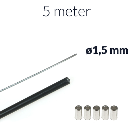 5m 1.5mm Inner Cable + 5m Bowden Housing +5 End Caps for Moped/Motorcycle