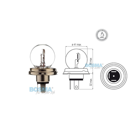 Incandescent bulb R2 P45t 12V 45 / 40W Bilux E-mark suitable for Simson MZ