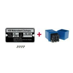 Type plate with stamped numbers & punch rivet for MZ TS 125