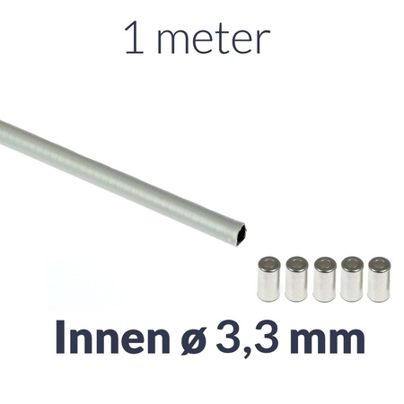 1m x Bowdenzughülle (grau) innen ø3,3mm + 5x Endkappe für Moped, Motorrad