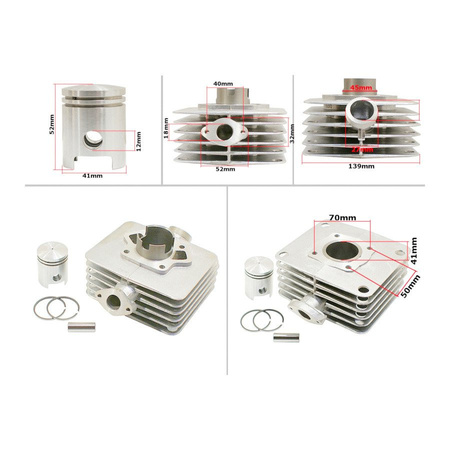 Set Zylinder 60ccm ø41 + Kopf + Dämpfungsgummis für Simson S51 S50 SR50 KR51