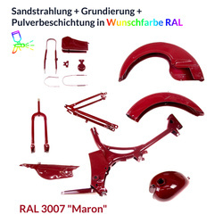 Powder Coating Service: Simson SR1/SR2 Frame & Tank (RAL)