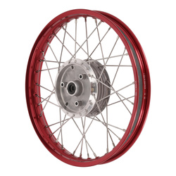 Spoked Wheel 1.5 x 16" Red Anodized for Simson S51, S50, Schwalbe KR51