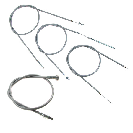 Bowden cable set + speedometer cable for Adler M125 (4 pieces) - gray