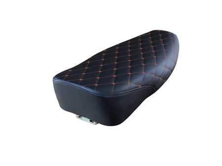 Seat for Simson S51 S50 S70 Enduro – black, quilted with orange stitching