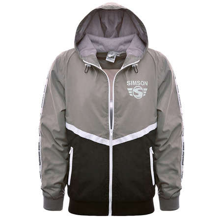 Windjacke "SIMSON Suhl" - Grau und Schwarz mit Weißem Akzent, Größe: M