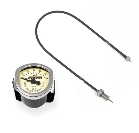 Mechanical 50 km/h Speedometer with Cable for Simson SR2 - Black