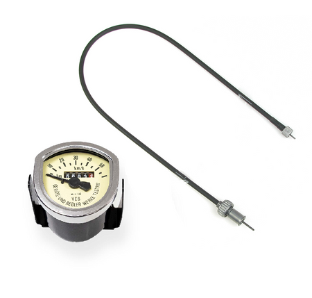 Wappentacho Tachometer Tacho mit Tachowelle (50 km/h) für Simson SR2 - schwarz